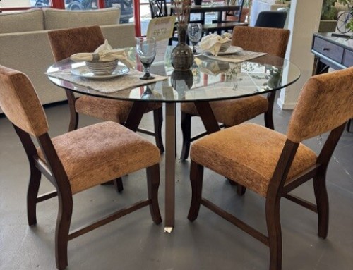48″ Tempered Glass Dining Table with 4 Chairs $749